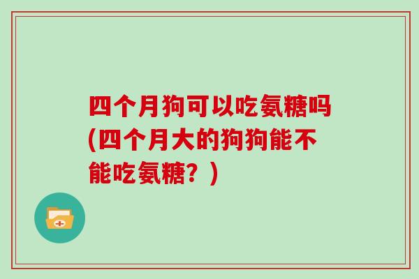 四个月狗可以吃氨糖吗(四个月大的狗狗能不能吃氨糖?) 四个月狗可以吃氨糖吗(四个月大的狗狗能不能吃氨糖?)
