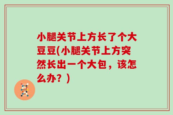 小腿关节上方长了个大豆豆(小腿关节上方突然长出一个大包，该怎么办？)