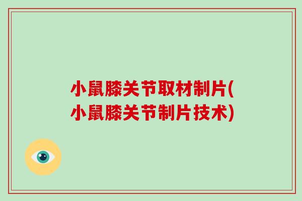 小鼠膝关节取材制片(小鼠膝关节制片技术) 小鼠膝关节取材制片(小鼠膝关节制片技术)
