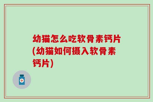 幼猫怎么吃软骨素钙片(幼猫如何摄入软骨素钙片) 幼猫怎么吃软骨素钙片(幼猫如何摄入软骨素钙片)