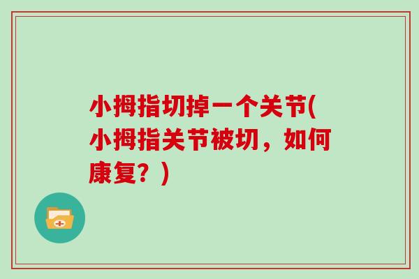 小拇指切掉一个关节(小拇指关节被切,如何康复?) 小拇指切掉一个关节(小拇指关节被切,如何康复?)