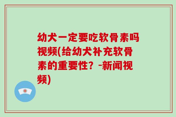 幼犬一定要吃软骨素吗视频(给幼犬补充软骨素的重要性？-新闻视频)