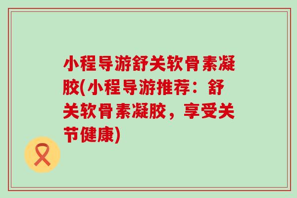 小程导游舒关软骨素凝胶(小程导游推荐：舒关软骨素凝胶，享受关节健康)