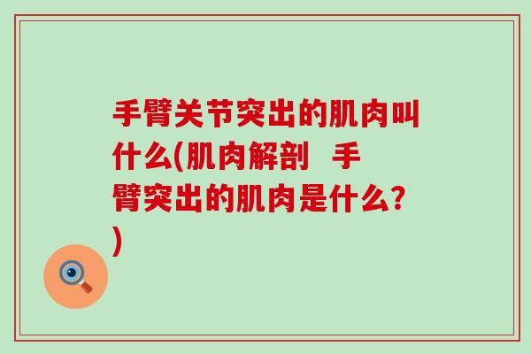 手臂关节突出的肌肉叫什么(肌肉解剖 手臂突出的肌肉是什么?) 手臂关节突出的肌肉叫什么(肌肉解剖 手臂突出的肌肉是什么?)
