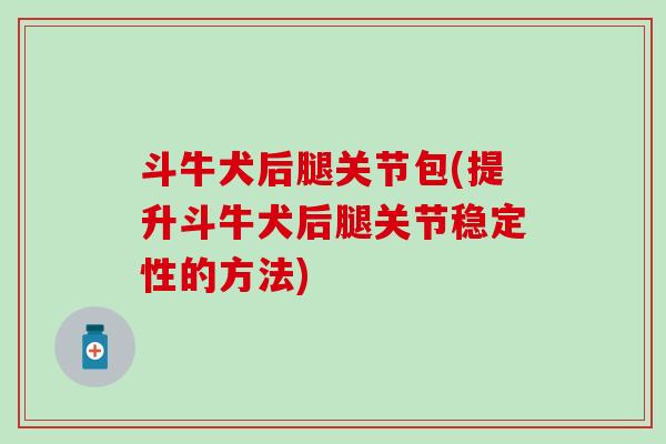 斗牛犬后腿关节包(提升斗牛犬后腿关节稳定性的方法) 斗牛犬后腿关节包(提升斗牛犬后腿关节稳定性的方法)