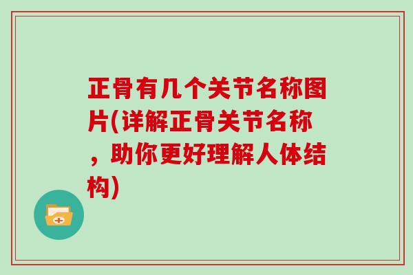 正骨有几个关节名称图片(详解正骨关节名称,助你更好理解人体结构) 正骨有几个关节名称图片(详解正骨关节名称,助你更好理解人体结构)