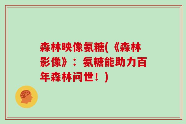 森林映像氨糖(《森林影像》:氨糖能助力百年森林问世!) 森林映像氨糖(《森林影像》:氨糖能助力百年森林问世!)
