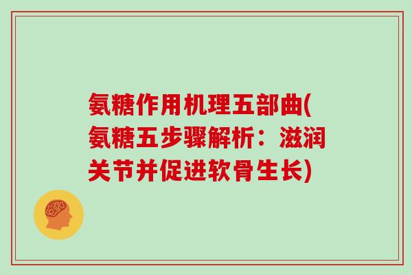 氨糖作用机理五部曲(氨糖五步骤解析:滋润关节并促进软骨生长) 氨糖作用机理五部曲(氨糖五步骤解析:滋润关节并促进软骨生长)