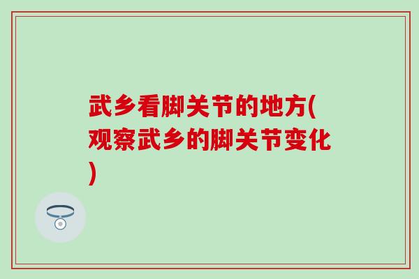 武乡看脚关节的地方(观察武乡的脚关节变化)