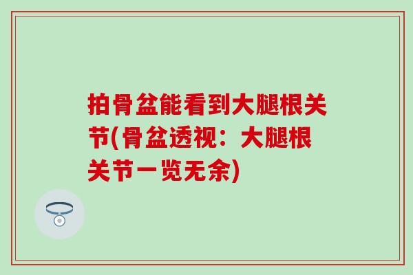 拍骨盆能看到大腿根关节(骨盆透视：大腿根关节一览无余)