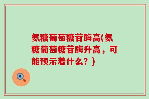 氨糖葡萄糖苷酶高(氨糖葡萄糖苷酶升高，可能预示着什么？)