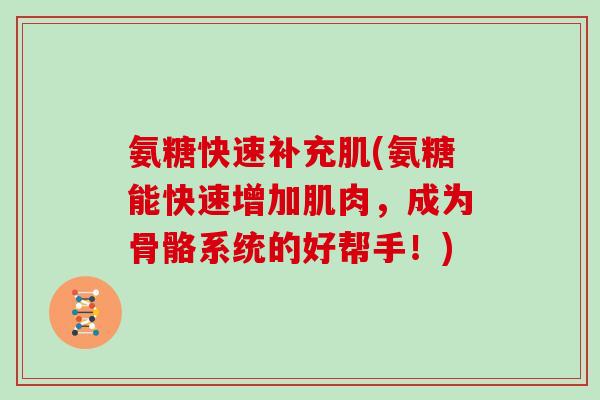 氨糖快速补充肌(氨糖能快速增加肌肉，成为骨骼系统的好帮手！)