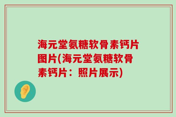 海元堂氨糖软骨素钙片图片(海元堂氨糖软骨素钙片：照片展示)