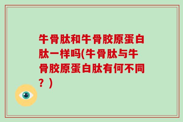 牛骨肽和牛骨胶原蛋白肽一样吗(牛骨肽与牛骨胶原蛋白肽有何不同？)