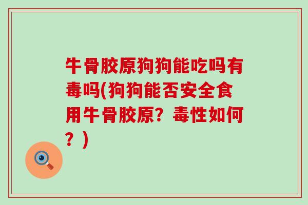 牛骨胶原狗狗能吃吗有毒吗(狗狗能否安全食用牛骨胶原？毒性如何？)
