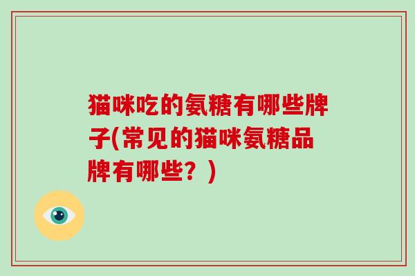 猫咪吃的氨糖有哪些牌子(常见的猫咪氨糖品牌有哪些？)