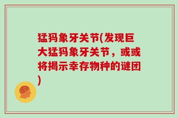 猛犸象牙关节(发现巨大猛犸象牙关节,或或将揭示幸存物种的谜团) 猛犸象牙关节(发现巨大猛犸象牙关节,或或将揭示幸存物种的谜团)
