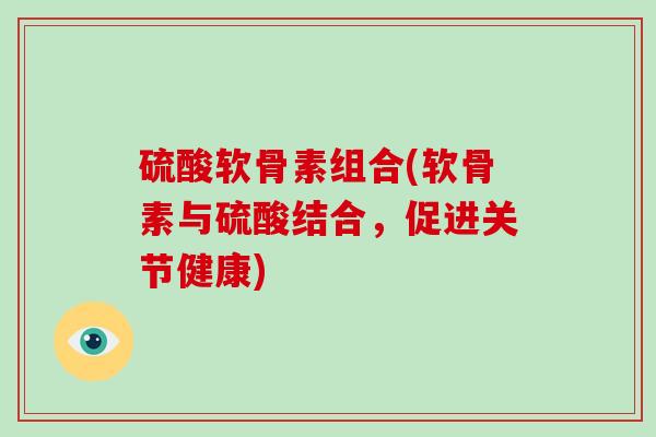 硫酸软骨素组合(软骨素与硫酸结合,促进关节健康) 硫酸软骨素组合(软骨素与硫酸结合,促进关节健康)