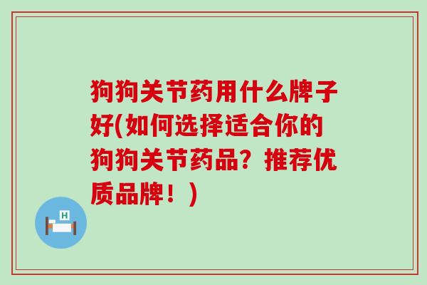 狗狗关节药用什么牌子好(如何选择适合你的狗狗关节药品？推荐优质品牌！)