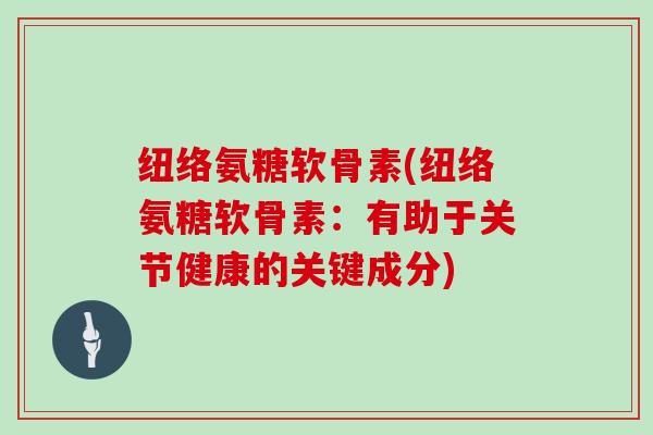纽络氨糖软骨素(纽络氨糖软骨素：有助于关节健康的关键成分)