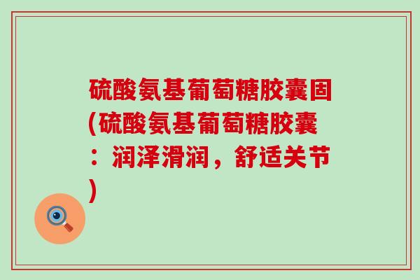 硫酸氨基葡萄糖胶囊固(硫酸氨基葡萄糖胶囊:润泽滑润,舒适关节) 硫酸氨基葡萄糖胶囊固(硫酸氨基葡萄糖胶囊:润泽滑润,舒适关节)