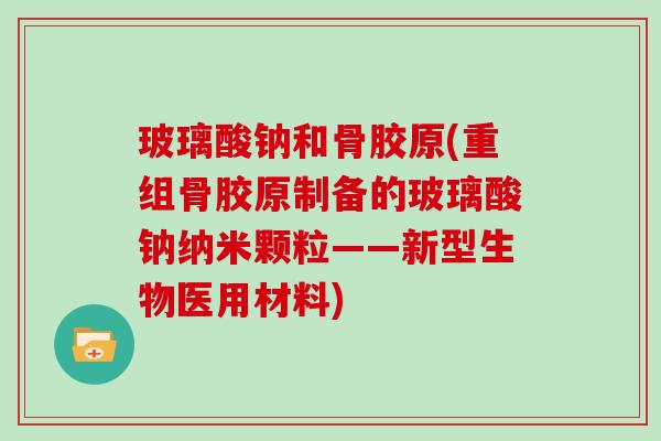 玻璃酸钠和骨胶原(重组骨胶原制备的玻璃酸钠纳米颗粒——新型生物医用材料)