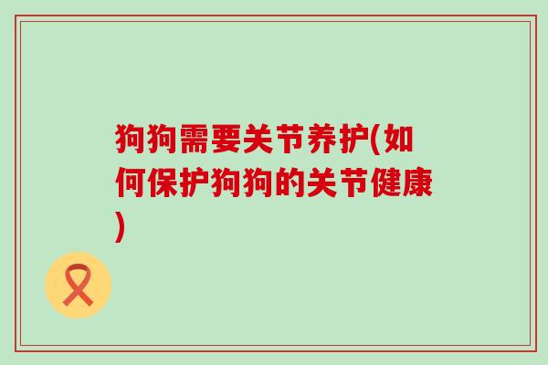 狗狗需要关节养护(如何保护狗狗的关节健康) 狗狗需要关节养护(如何保护狗狗的关节健康)