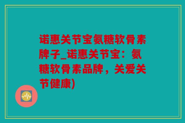 诺惠关节宝氨糖软骨素牌子_诺惠关节宝：氨糖软骨素品牌，关爱关节健康)