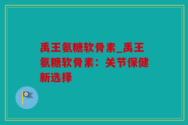 禹王氨糖软骨素_禹王氨糖软骨素：关节保健新选择