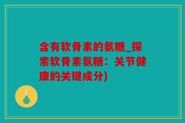 含有软骨素的氨糖_探索软骨素氨糖:关节健康的关键成分) 含有软骨素的氨糖_探索软骨素氨糖:关节健康的关键成分)