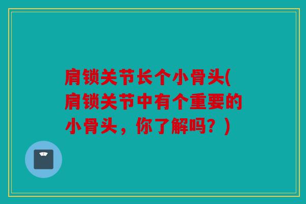 肩锁关节长个小骨头(肩锁关节中有个重要的小骨头,你了解吗?) 肩锁关节长个小骨头(肩锁关节中有个重要的小骨头,你了解吗?)