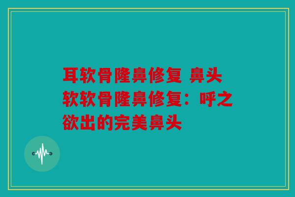 耳软骨隆鼻修复 鼻头软软骨隆鼻修复:呼之欲出的完美鼻头 耳软骨隆鼻修复 鼻头软软骨隆鼻修复:呼之欲出的完美鼻头