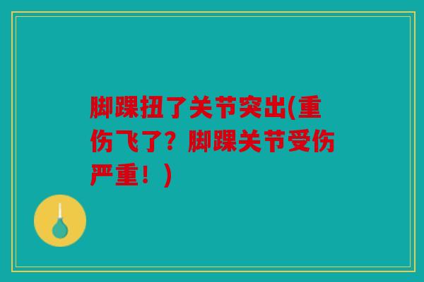 脚踝扭了关节突出(重伤飞了？脚踝关节受伤严重！)