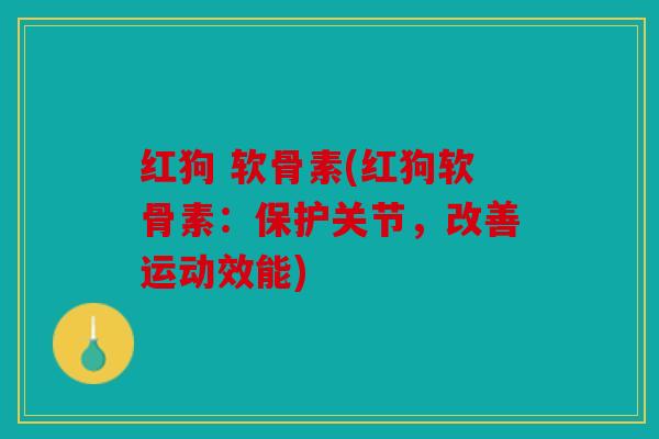 红狗 软骨素(红狗软骨素:保护关节,改善运动效能) 红狗 软骨素(红狗软骨素:保护关节,改善运动效能)