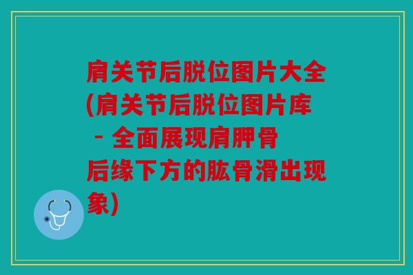肩关节后脱位图片大全(肩关节后脱位图片库 - 全面展现肩胛骨后缘下方的肱骨滑出现象)