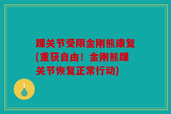 踝关节受限金刚熊康复(重获自由！金刚熊踝关节恢复正常行动)