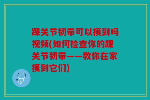 踝关节韧带可以摸到吗视频(如何检查你的踝关节韧带——教你在家摸到它们) 踝关节韧带可以摸到吗视频(如何检查你的踝关节韧带——教你在家摸到它们)