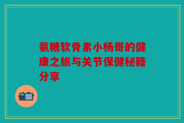 氨糖软骨素小杨哥的健康之旅与关节保健秘籍分享 氨糖软骨素小杨哥的健康之旅与关节保健秘籍分享