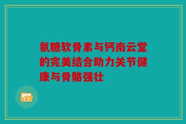 氨糖软骨素与钙南云堂的完美结合助力关节健康与骨骼强壮 氨糖软骨素与钙南云堂的完美结合助力关节健康与骨骼强壮