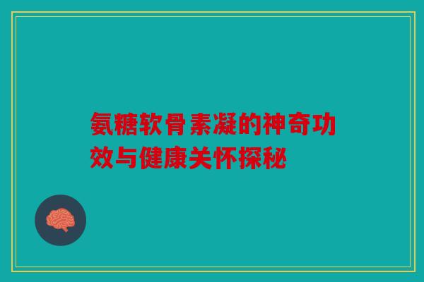 氨糖软骨素凝的神奇功效与健康关怀探秘