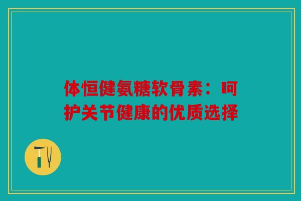 体恒健氨糖软骨素:呵护关节健康的优质选择 体恒健氨糖软骨素:呵护关节健康的优质选择