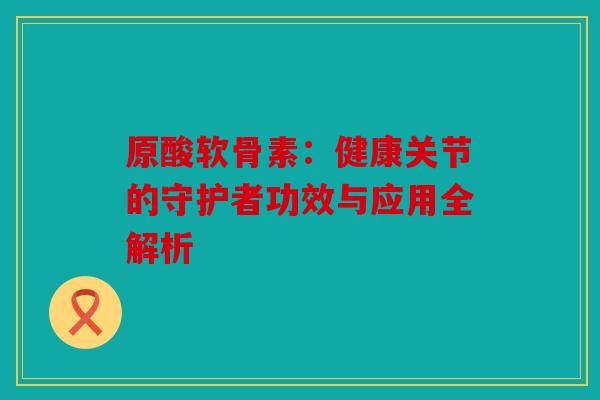 原酸软骨素：健康关节的守护者功效与应用全解析