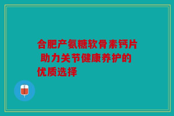 合肥产氨糖软骨素钙片 助力关节健康养护的优质选择 合肥产氨糖软骨素钙片 助力关节健康养护的优质选择