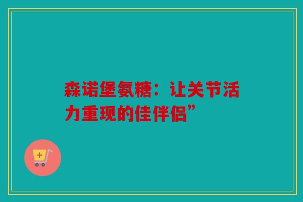 森诺堡氨糖：让关节活力重现的佳伴侣”