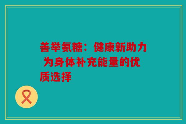 善举氨糖：健康新助力 为身体补充能量的优质选择