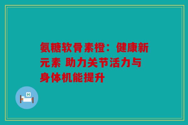 氨糖软骨素橙:健康新元素 助力关节活力与身体机能提升 氨糖软骨素橙:健康新元素 助力关节活力与身体机能提升
