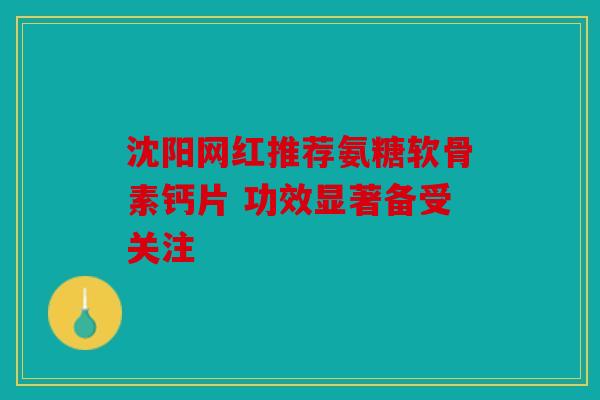 沈阳网红推荐氨糖软骨素钙片 功效显著备受关注
