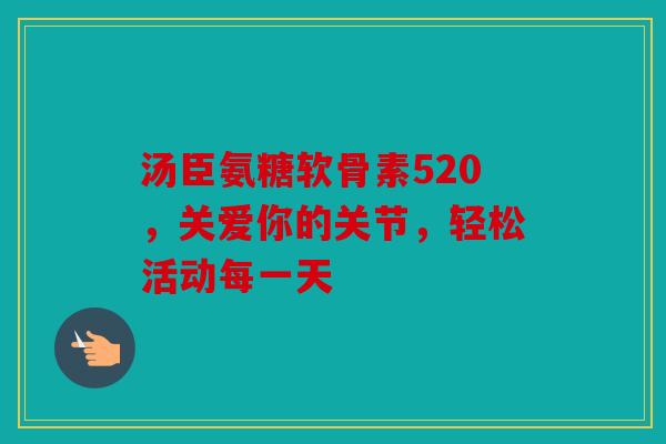 汤臣氨糖软骨素520，关爱你的关节，轻松活动每一天