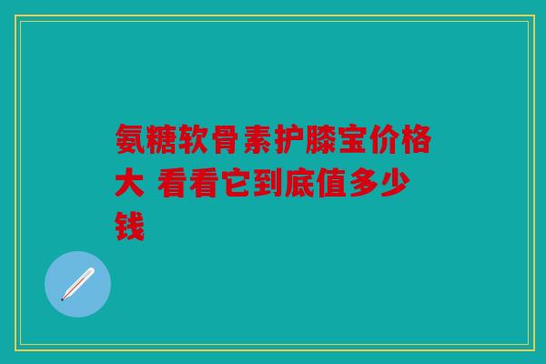 氨糖软骨素护膝宝价格大 看看它到底值多少钱