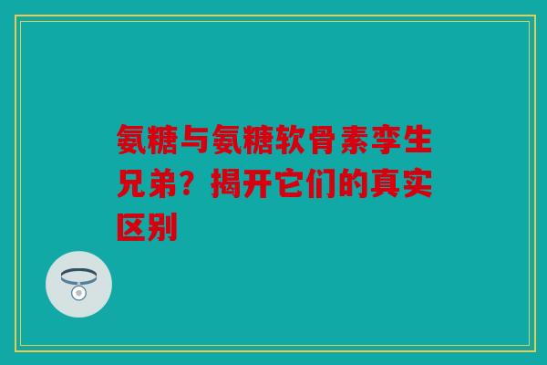 氨糖与氨糖软骨素孪生兄弟？揭开它们的真实区别